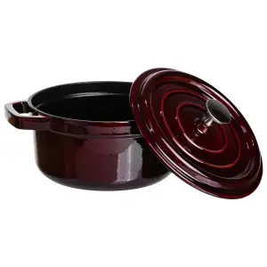Кокотниця чавунна емальована 2 л, бургунді Yiwu HP-FLG-8 burgundy UA