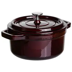 Кокотниця чавунна емальована 2 л, бургунді Yiwu HP-FLG-8 burgundy UA