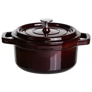 Кокотниця чавунна емальована 2 л, бургунді Yiwu HP-FLG-8 burgundy UA