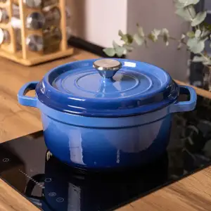 Каструля чавунна емальована 3 л з кришкою Ø24 см Синя HP-1-3BL Yongkang Jiaqi UA