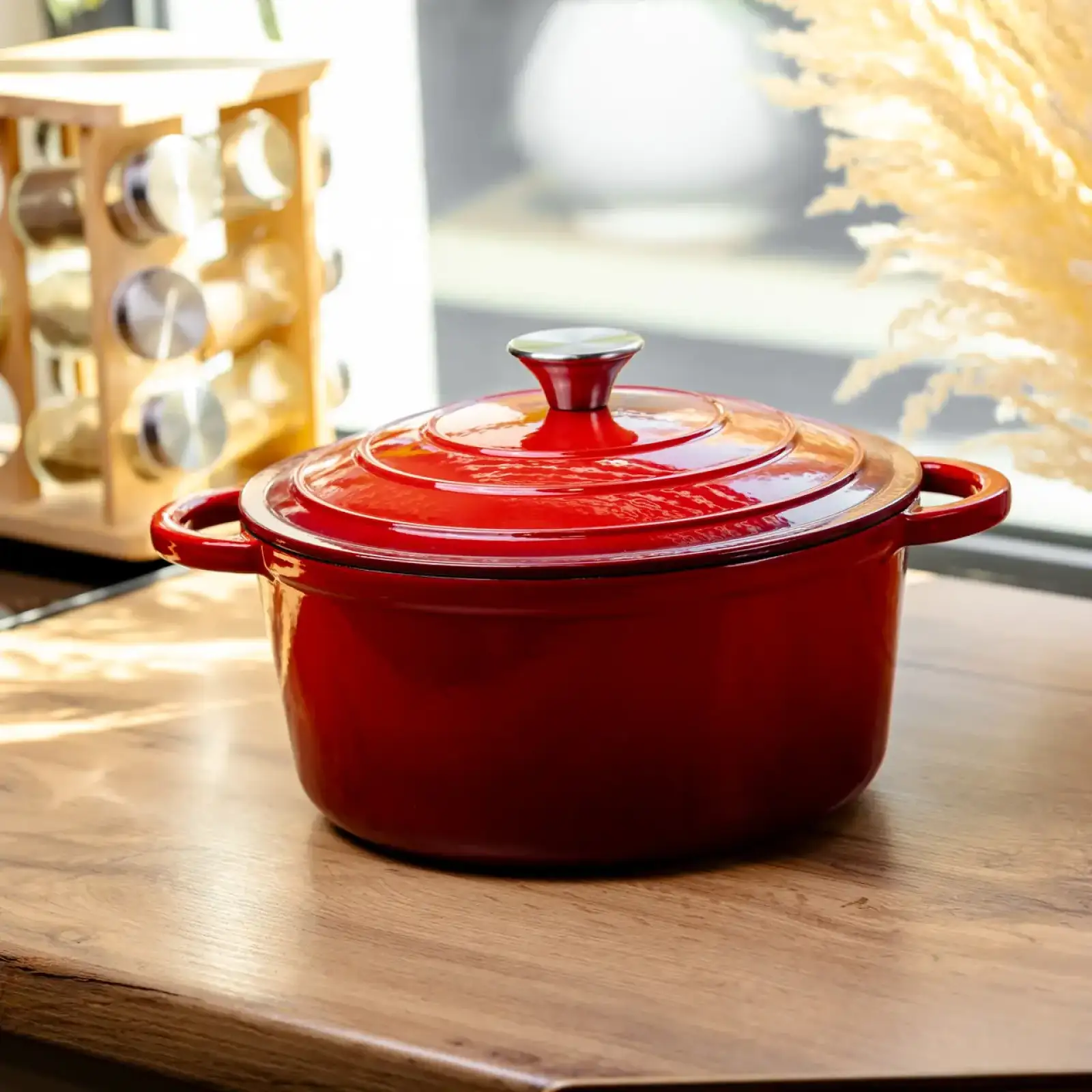 Каструля чавунна емальована 4 л, червоний Yiwu HP-FLG-1 RED UA