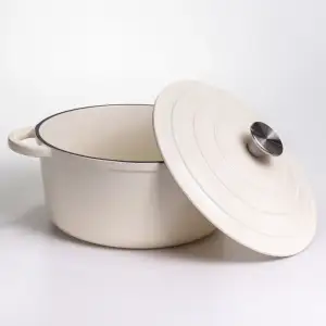 Каструля чавунна емальована 5 л, бежевий Yiwu HP-FLG-2 WHITE UA