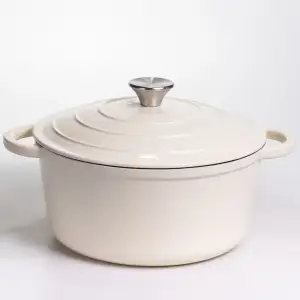 Каструля чавунна емальована 5 л, бежевий Yiwu HP-FLG-2 WHITE UA