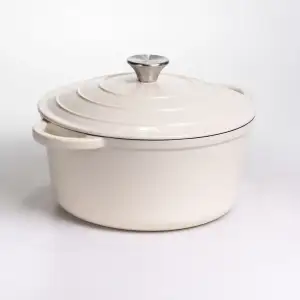 Каструля чавунна емальована 5 л, бежевий Yiwu HP-FLG-2 WHITE UA