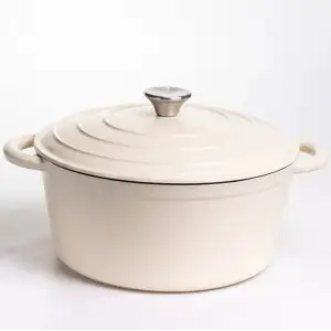 Каструля чавунна емальована 6,5 л, бежевий Yiwu HP-FLG-3 WHITE UA