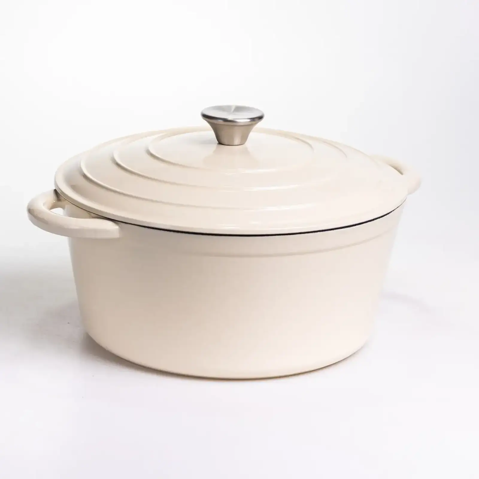 Каструля чавунна емальована 6,5 л, бежевий Yiwu HP-FLG-3 WHITE UA