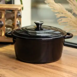 Каструля чавунна емальована 6,5 л, чорний Yiwu HP-FLG-3 BLACK UA