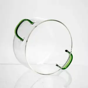 Кастрюля из боросиликатного стекла 1,8 л с зелеными ручками Yiwu HP-GP-34 UA