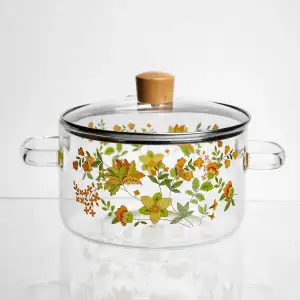 Кастрюля из боросиликатного стекла 1.8 л Wildflowers с крышкой Yiwu HP-GP-38 UA