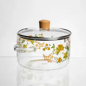 Кастрюля из боросиликатного стекла 1.8 л Wildflowers с крышкой Yiwu HP-GP-38 UA
