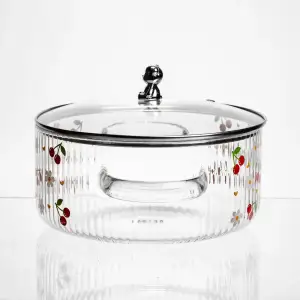 Каструля з боросилікатного скла 2.4 л Cherry з металевим ведмедиком на кришці Yiwu HP-GP-27 UA