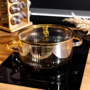 Кастрюля из боросиликатного стекла Animal Style 2.5 л, золото Yiwu HP-GP-18 UA