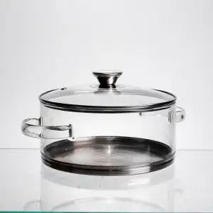 Кастрюля из боросиликатного стекла объемом 2.5 л с индукционным дном Yiwu HP-GP-20 UA