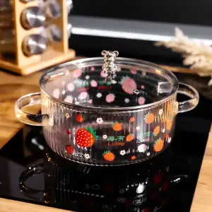 Каструля скляна Lucky 2.4 л з металевим ведмедиком на кришці Yiwu HP-GP-26 UA