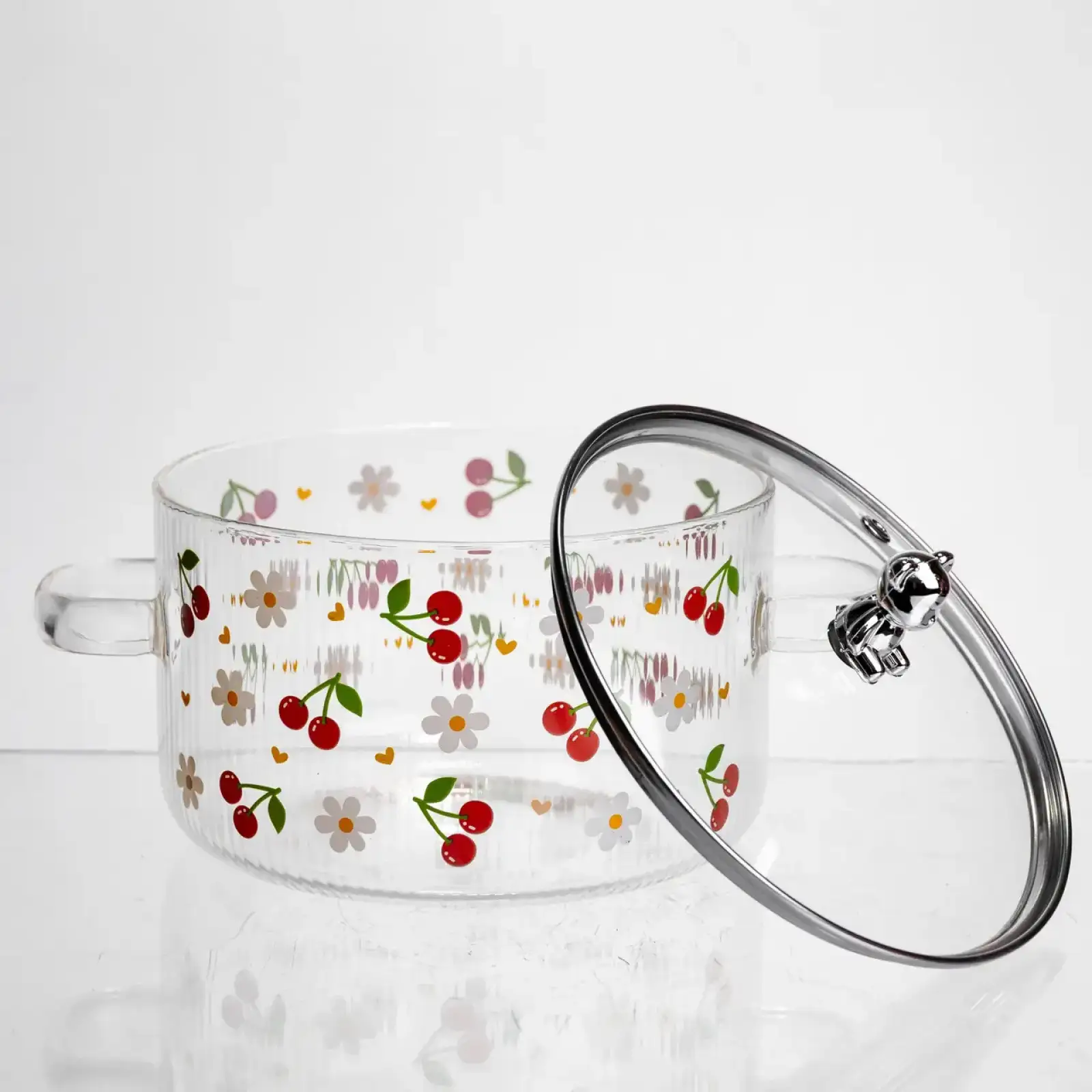 Каструля скляна Cherry 1,8 л з металевим ведмедиком на кришці Yiwu HP-GP-32 UA
