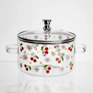 Каструля скляна Cherry 1,8 л з металевим ведмедиком на кришці Yiwu HP-GP-32 UA