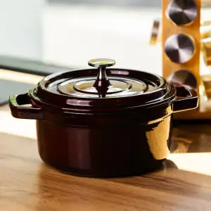Кокотниця чавунна емальована 2,5 л, бургунді Yiwu HP-FLG-9 burgundy UA