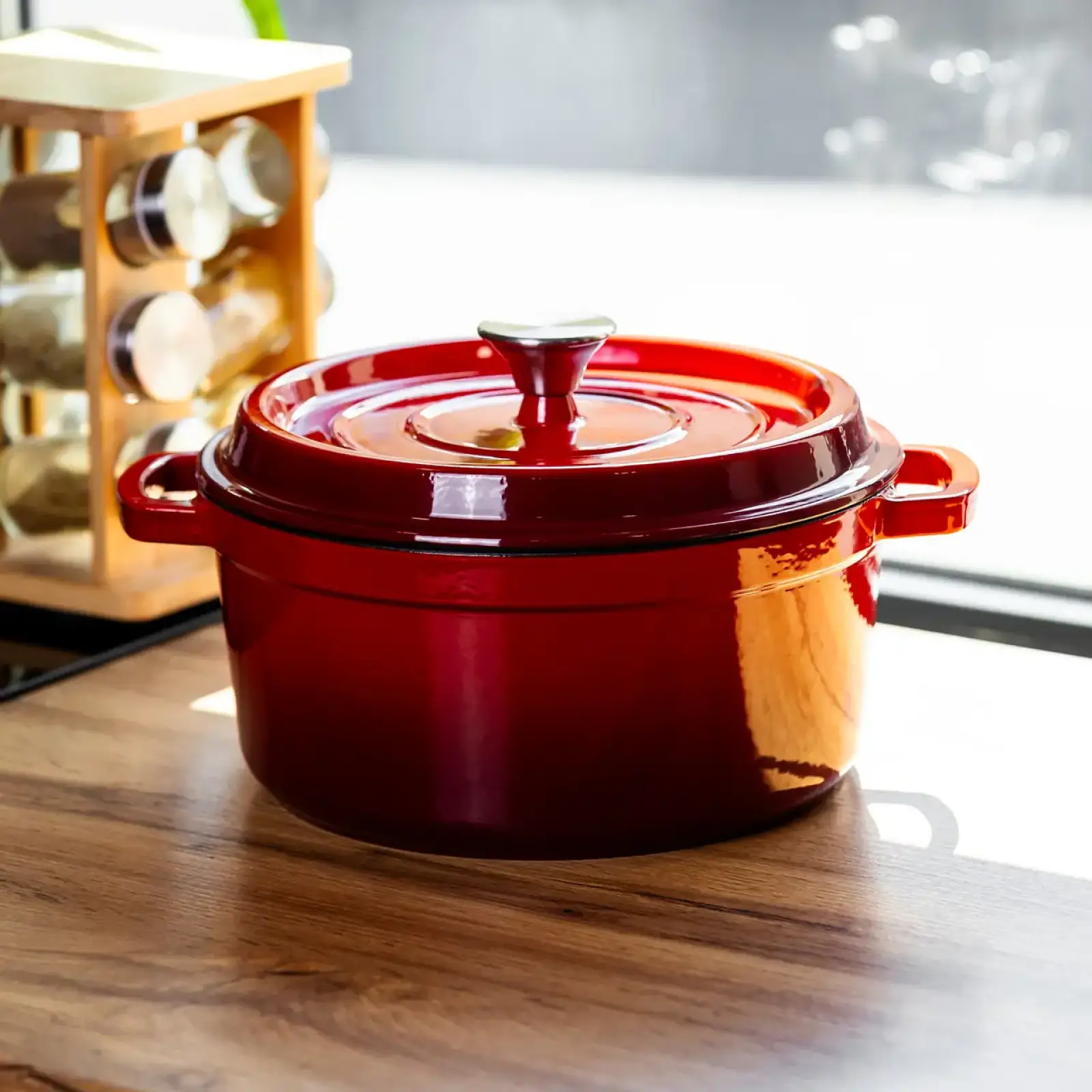 Кокотница чугунная эмалированная 4,5 л, красный Yiwu HP-FLG-4 RED UA