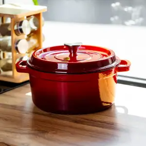 Кокотница чугунная эмалированная 4,5 л, красный Yiwu HP-FLG-4 RED UA