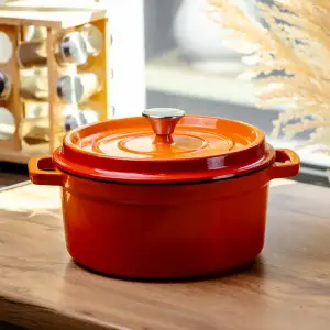 Кокотниця чавунна емальована 4,5 л, помаранчевий Yiwu HP-FLG-4 ORANGE UA