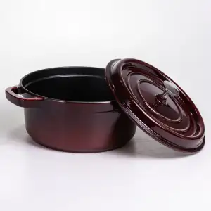 Кокотниця чавунна емальована 4 л, бургунді Yiwu HP-FLG-10 burgundy UA