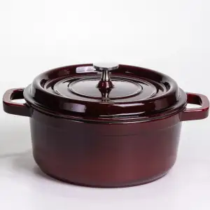 Кокотниця чавунна емальована 4 л, бургунді Yiwu HP-FLG-10 burgundy UA