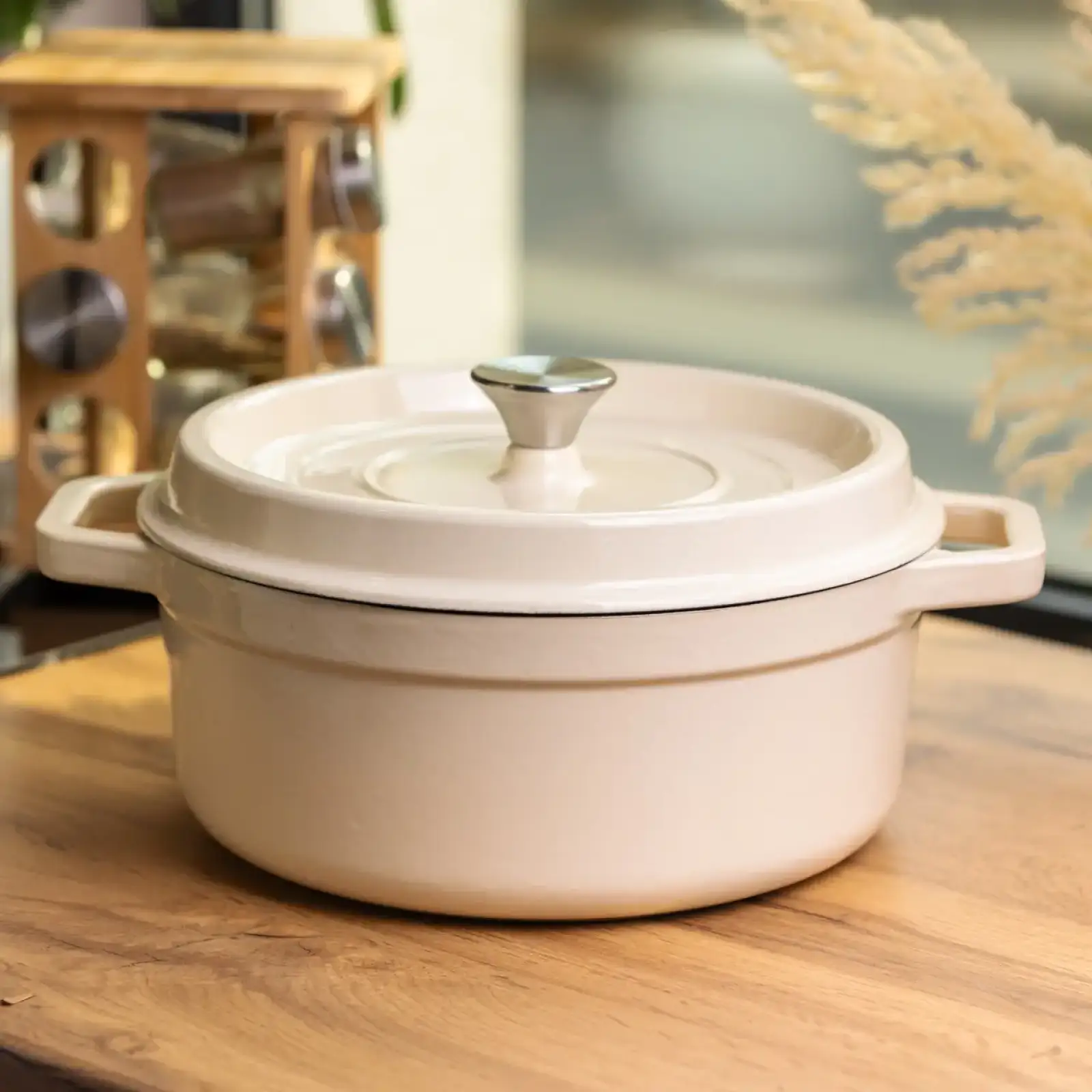 Кокотниця чавунна емальована 5,5 л, бежевий Yiwu HP-FLG-5 WHITE UA