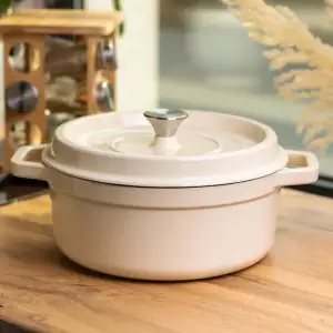 Кокотниця чавунна емальована 5,5 л, бежевий Yiwu HP-FLG-5 WHITE UA