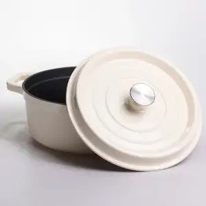 Кокотниця чавунна емальована 5,5 л, бежевий Yiwu HP-FLG-5 WHITE UA