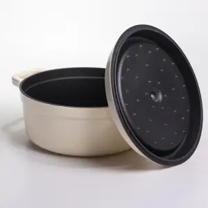 Кокотниця чавунна емальована 5,5 л, бежевий Yiwu HP-FLG-5 WHITE UA