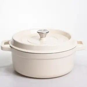 Кокотниця чавунна емальована 5,5 л, бежевий Yiwu HP-FLG-5 WHITE UA