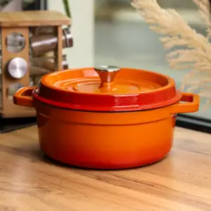 Кокотниця чавунна емальована 5,5 л, помаранчевий Yiwu HP-FLG-5 ORANGE UA