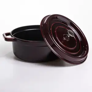 Кокотниця чавунна емальована 6 л, бургунді Yiwu HP-FLG-12 burgundy UA