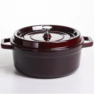 Кокотниця чавунна емальована 6 л, бургунді Yiwu HP-FLG-12 burgundy UA