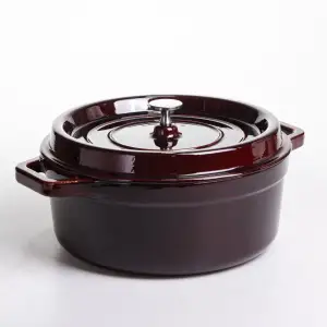 Кокотниця чавунна емальована 6 л, бургунді Yiwu HP-FLG-12 burgundy UA