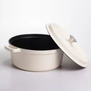 Кокотниця чавунна емальована 6 л, бежевий Yiwu HP-FLG-6 WHITE UA