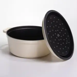 Кокотниця чавунна емальована 6 л, бежевий Yiwu HP-FLG-6 WHITE UA