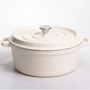 Кокотниця чавунна емальована 6 л, бежевий Yiwu HP-FLG-6 WHITE UA