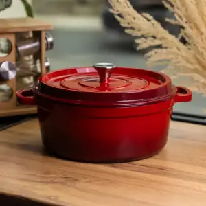 Кокотниця чавунна емальована 6 л, червоний Yiwu HP-FLG-6 RED UA