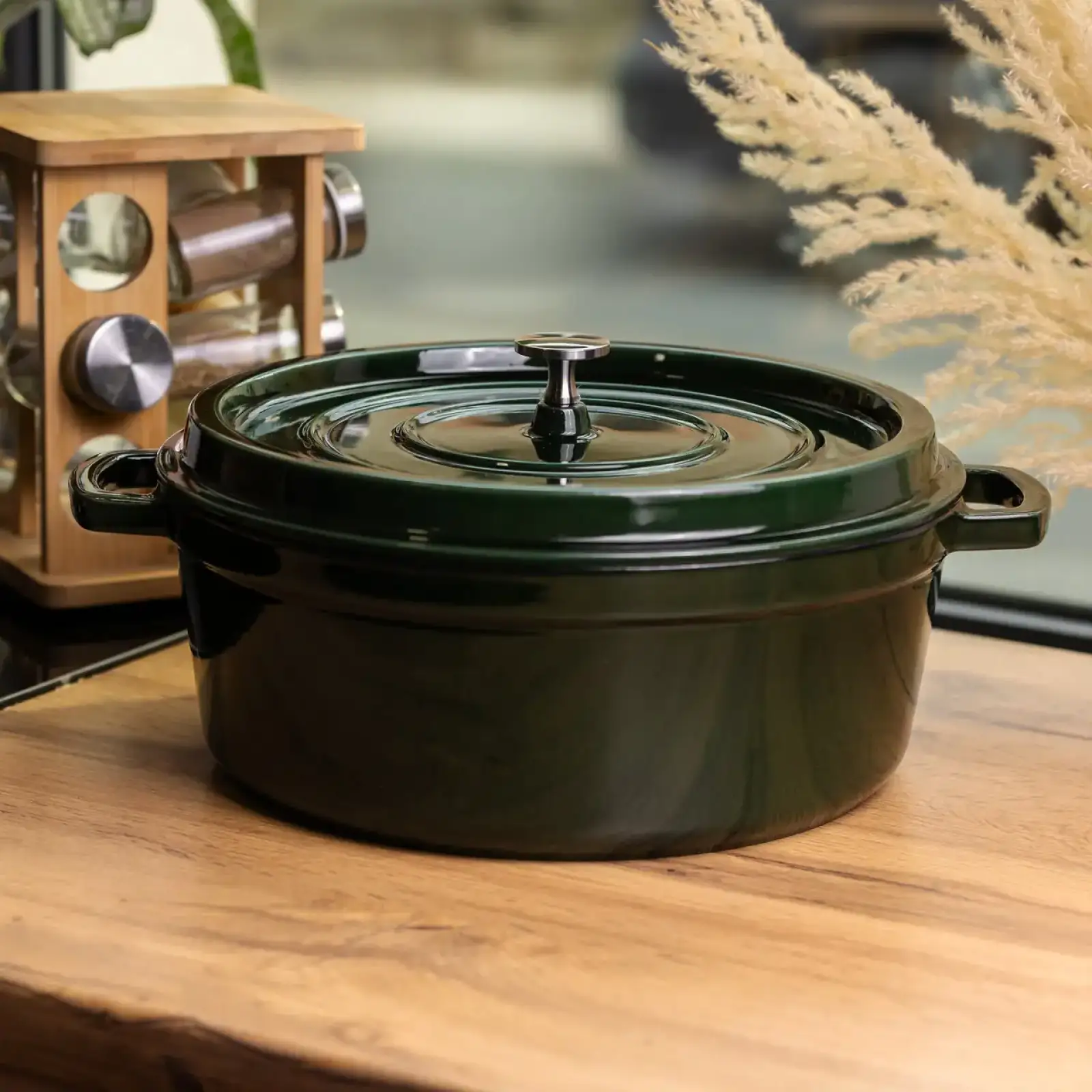 Кокотниця чавунна емальована 6.5 л, малахіт Yiwu HP-FLG-13 green UA