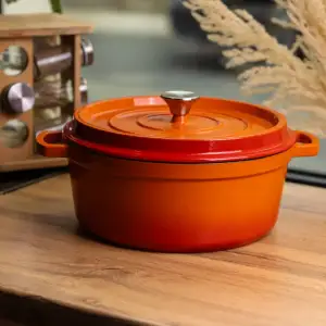 Кокотниця чавунна емальована 6 л, помаранчевий Yiwu HP-FLG-6 ORANGE UA