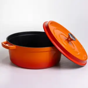 Кокотниця чавунна емальована 6 л, помаранчевий Yiwu HP-FLG-6 ORANGE UA