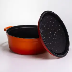 Кокотниця чавунна емальована 6 л, помаранчевий Yiwu HP-FLG-6 ORANGE UA