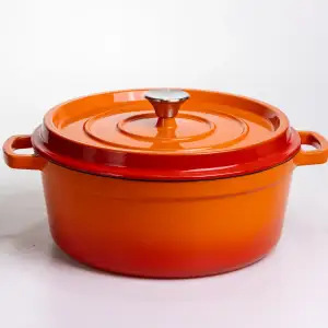 Кокотниця чавунна емальована 6 л, помаранчевий Yiwu HP-FLG-6 ORANGE UA