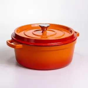 Кокотниця чавунна емальована 6 л, помаранчевий Yiwu HP-FLG-6 ORANGE UA