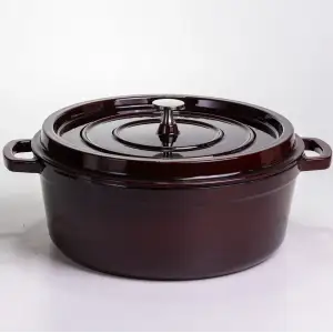 Кокотниця чавунна емальована 7,5 л, бургунді Yiwu HP-FLG-14 burgundy UA