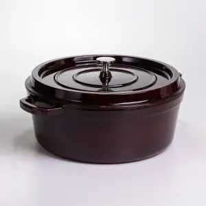 Кокотниця чавунна емальована 7,5 л, бургунді Yiwu HP-FLG-14 burgundy UA