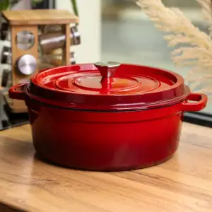 Кокотниця чавунна емальована 7,5 л, червоний Yiwu HP-FLG-7 RED UA