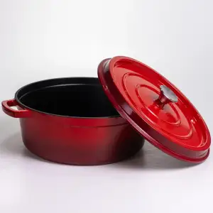 Кокотниця чавунна емальована 7,5 л, червоний Yiwu HP-FLG-7 RED UA