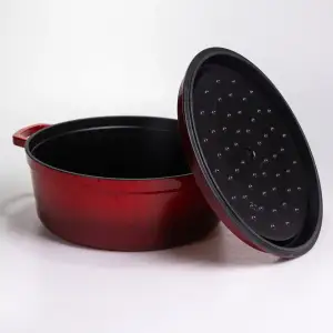 Кокотниця чавунна емальована 7,5 л, червоний Yiwu HP-FLG-7 RED UA